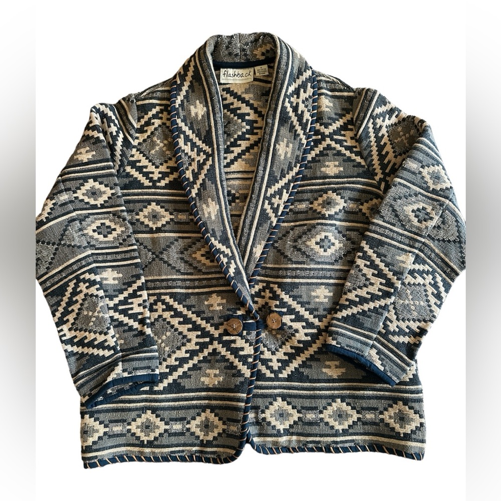 Men’s western southwestern print shawl sweater